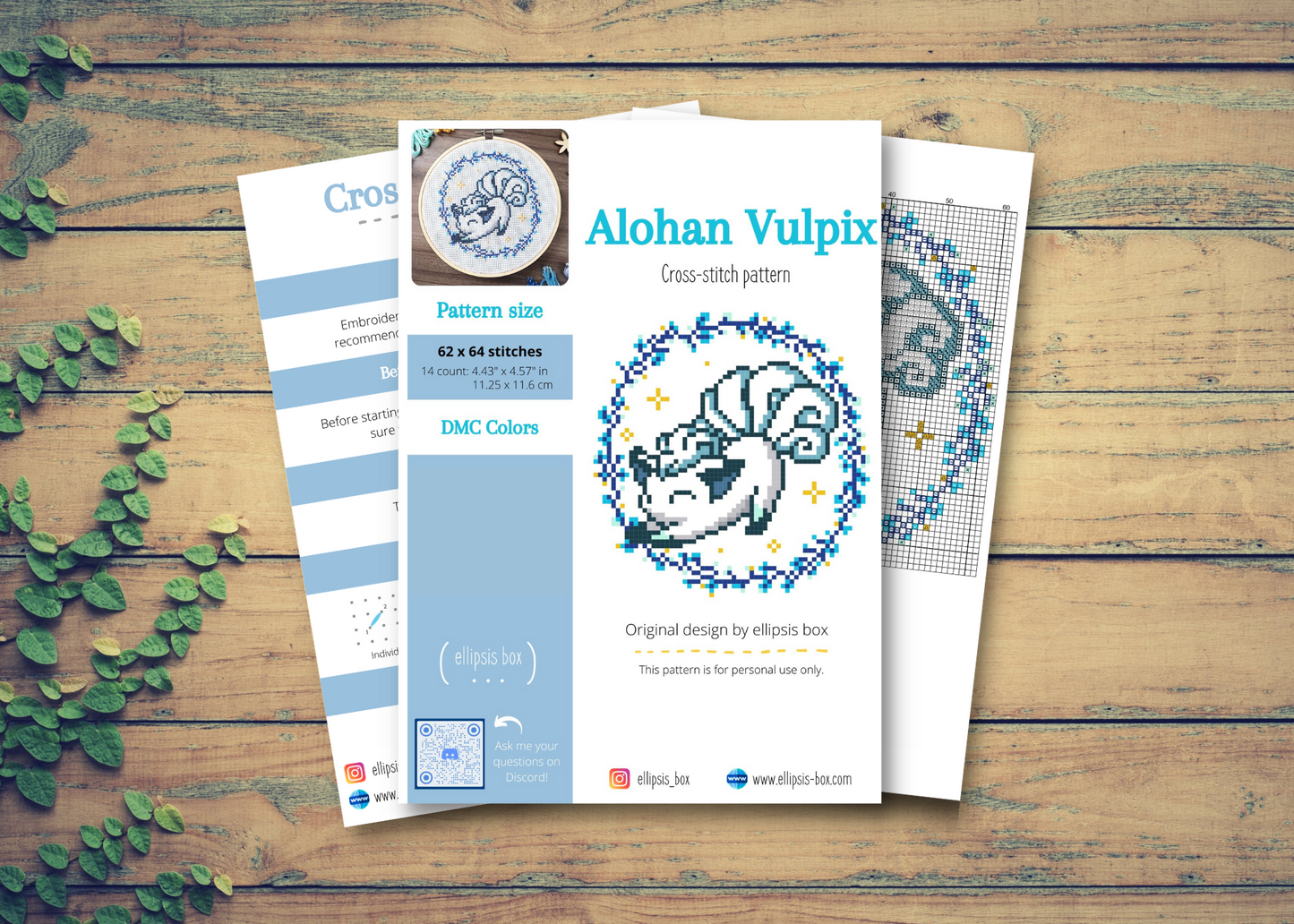 Cross-stitch pattern - Alolan Vulpix