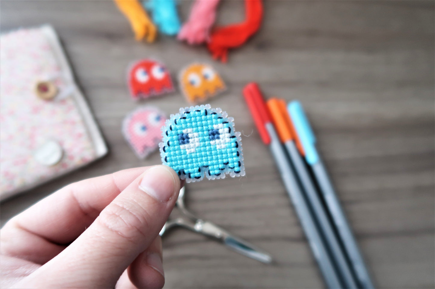 Cross-stitch pattern - Pacman's Ghosts