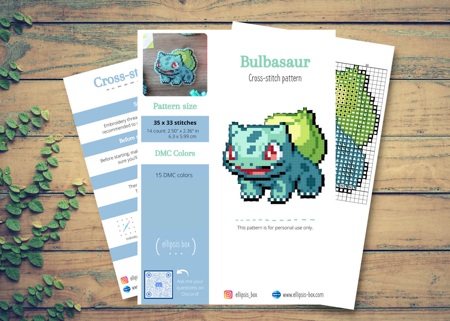 Cross-stitch pattern - Bulbasaur