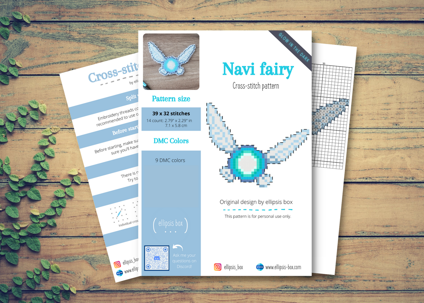 Cross-stitch pattern - Glow in the dark Navi Fairy