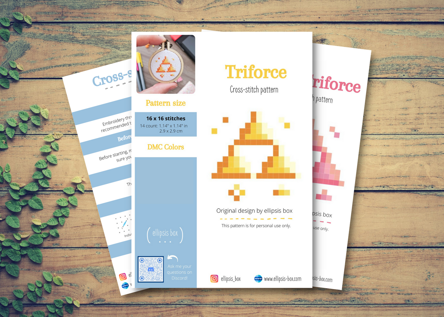 Cross-stitch pattern - Triforce (Yellow and Pink)